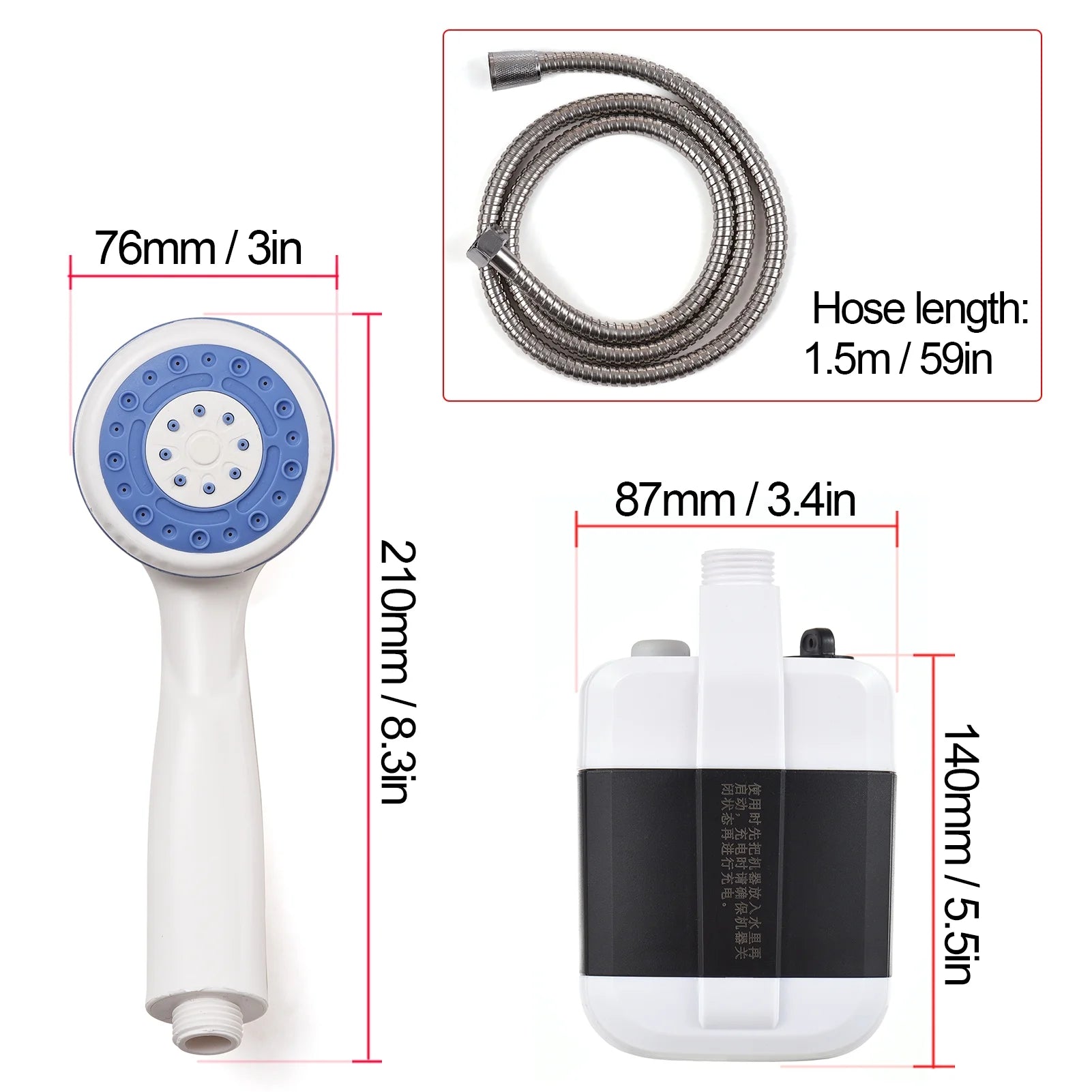 Portable Camping Shower Outdoor USB Rechargeable Electric Shower Pump for Camping Car Washing Gardening Pet Cleaning